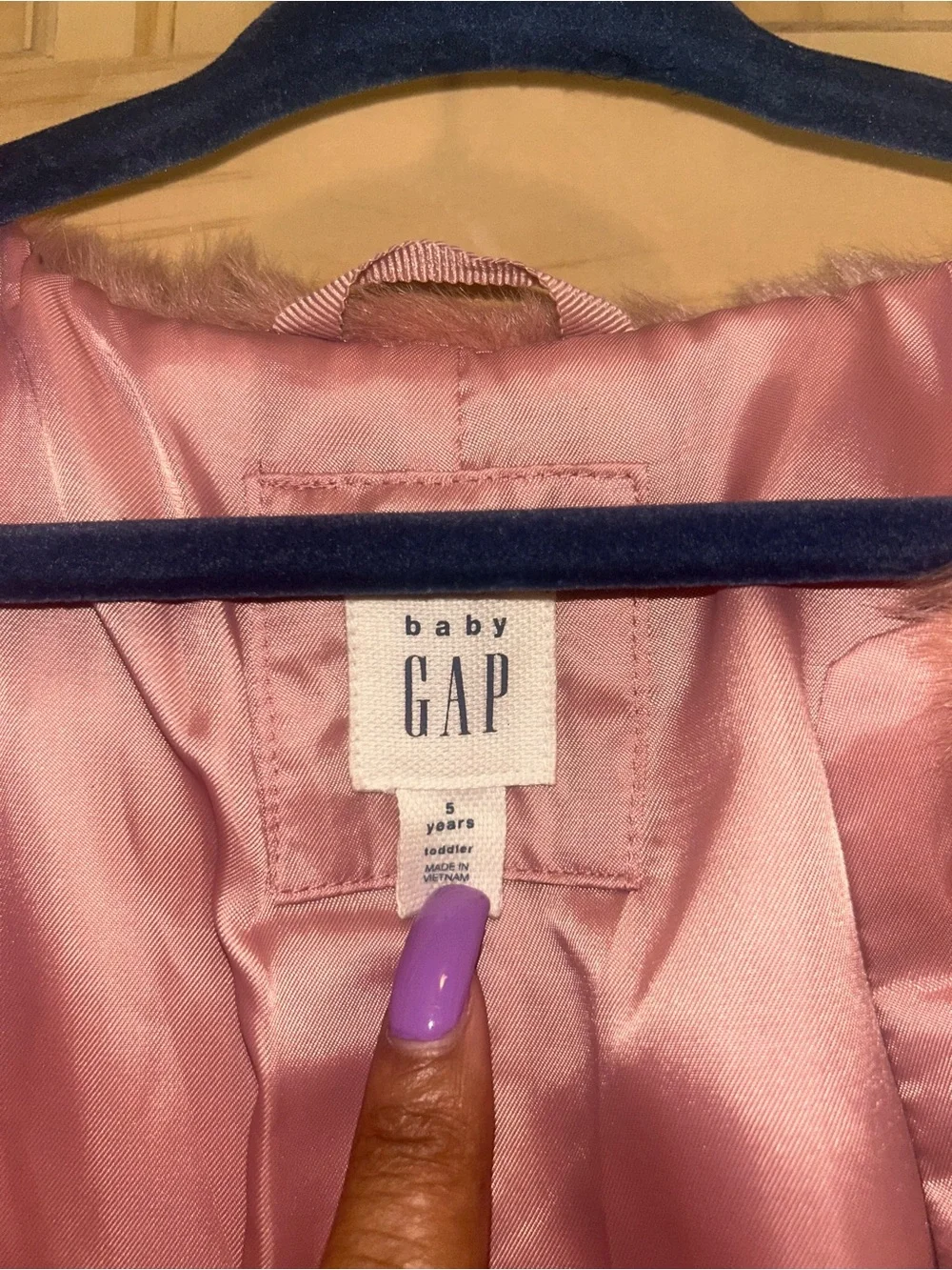 GAP Girls Faux Fur Pea Coat in pink